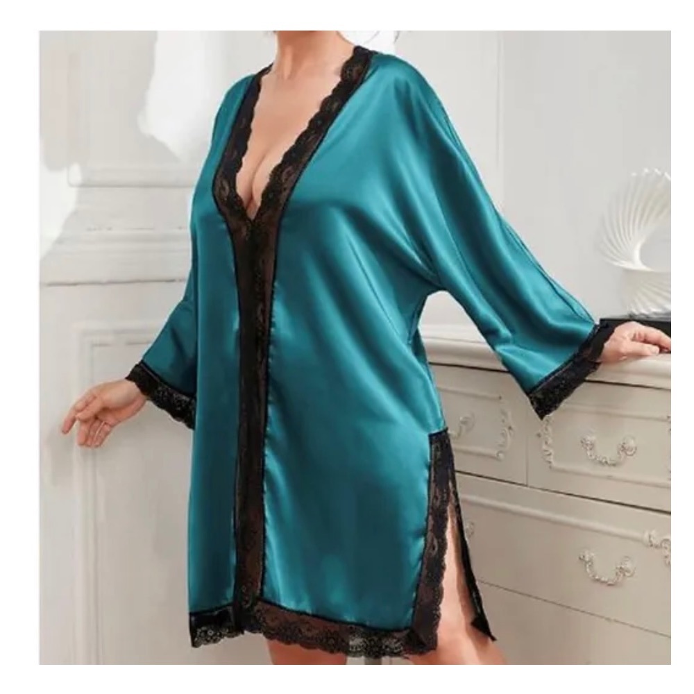 Plus Size Satin and Lace Night Gown